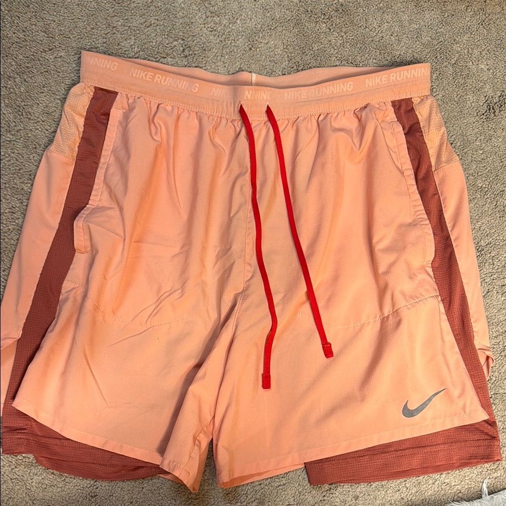 Nike Men's Athletic Shorts in Peach and Red